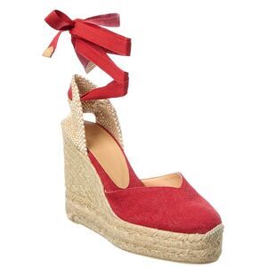 Castañer Carina Canvas Wedge Sandal, Red